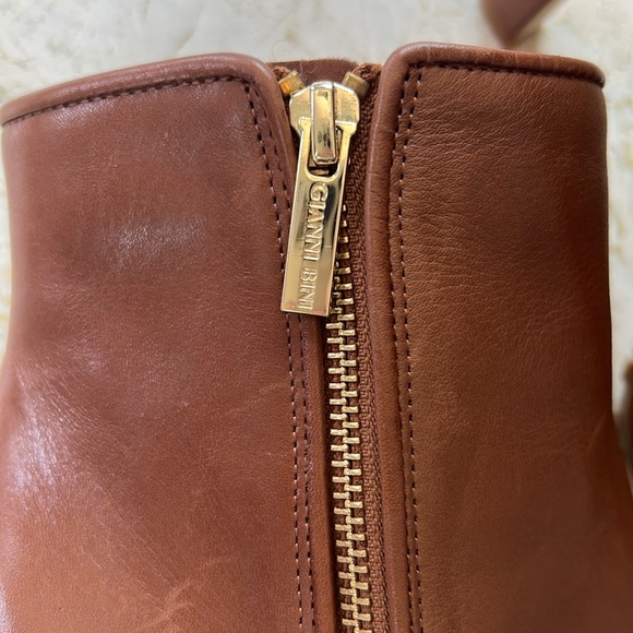 GIANNI BINI brown leather ankle boots women’s size 8 - 4.5 inch heel - Picture 5 of 15